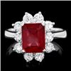 14k White Gold 3.00ct Ruby 1.25ct Diamond Ring