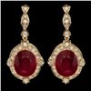 14k Gold 22.50ct Ruby 1.70ct Diamond Earrings