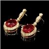 Image 3 : 14k Gold 22.50ct Ruby 1.70ct Diamond Earrings