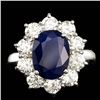 14k Gold 3.00ct Sapphire 2.10ct Diamond Ring