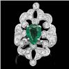 14k White Gold 1.50ct Emerald 1.35ct Diamond Ring