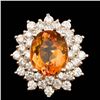 14k Rose Gold 4.50ct Citrine 2.00ct Diamond Ring