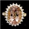 14k Gold 8.00ct Morganite 1.30ct Diamond Ring