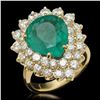 14K Gold 5.67ct Emerald & 2.87ct Diamond Ring