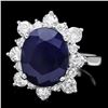 14k Gold 6.50ct Sapphire 1.35ct Diamond Ring