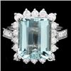 14k Gold 5.00ct Aquamarine 1.15ct Diamond Ring