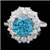 14k White Gold 5.50ct Zircon 1.60ct Diamond Ring