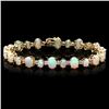 14k Gold 12.00ct Opal 0.85ct Diamond Bracelet