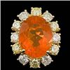 14k Yellow Gold 6.00ct Opal 2.50ct Diamond Ring