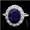 14k Gold 5.00ct Sapphire 1.00ct Diamond Ring