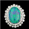 14k White Gold 6.50ct Opal 1.15ct Diamond Ring