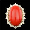 14k Yellow Gold 14.50ct Coral 2.25ct Diamond Ring