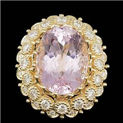 14k Gold 22.00ct Kunzite 2.45ct Diamond Ring