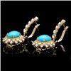 Image 2 : 14k Gold 4.00ct Turquoise 1.65ct Diamond Earrings