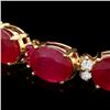 Image 2 : 14k Gold 39.7ct Ruby 0.70ct Diamond Bracelet