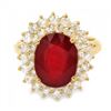 Image 3 : 14k Yellow Gold 6.20ct Ruby 1.50ct Diamond Ring