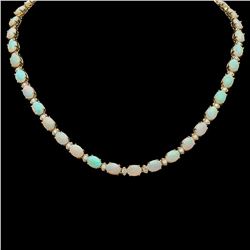 14K Gold 24.51ct Opal 2.24ct Diamond Necklace