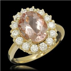 14K Gold 3.23ct Morganite 1.09ct Diamond Ring