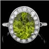 Image 1 : 14k White Gold 5.00ct Peridot 0.70ct Diamond Ring