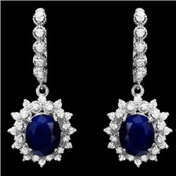 14k Gold 7ct Sapphire 1.70ct Diamond Earrings