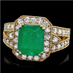 14k Gold 2.70ct Emerald 1.30ct Diamond Ring