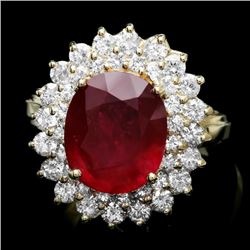 14k Yellow Gold 5.00ct Ruby 1.50ct Diamond Ring