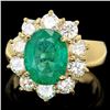 Image 1 : 14k Gold 4.00ct Emerald 1.80ct Diamond Ring