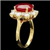 Image 2 : 14k Yellow Gold 6.63ct Ruby 1.45ct Diamond Ring