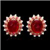 14k Gold 16.65ct Ruby 0.80ct Diamond Earrings