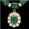 14k Gold 24.25ct Emerald 2.00ct Diamond Necklace