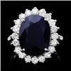 14k Gold 7.30ct Sapphire 1.30ct Diamond Ring