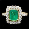 14k Gold 1.90ct Emerald 1.00ct Diamond Ring