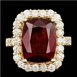 14k Yellow Gold 11.50ct Ruby 1.90ct Diamond Ring