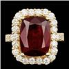 Image 1 : 14k Yellow Gold 11.50ct Ruby 1.90ct Diamond Ring