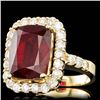 Image 2 : 14k Yellow Gold 11.50ct Ruby 1.90ct Diamond Ring