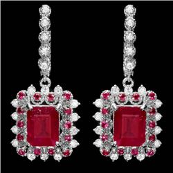 14k Gold 11.4ct Ruby 1.50ct Diamond Earrings