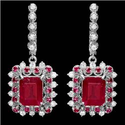 14k Gold 11.4ct Ruby 1.50ct Diamond Earrings