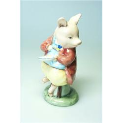A Royal Albert Beatrix Potter'Pigling Eats Porridge' figure, copyright 1991, brown marks, 11cm hi…