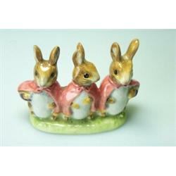 A Beswick Beatrix Potter's 'Flopsy, Mopsy and Cottontail', copyright 1954, F Warne & Co Ltd, brow…