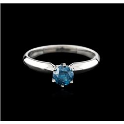 14KT White Gold 0.68ct Round Cut Fancy Blue Diamond Solitaire Ring