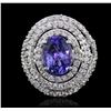 Image 2 : 14KT White Gold 3.82ct Tanzanite and Diamond Ring