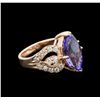 Image 1 : 5.12ct Tanzanite and Diamond Ring - 14KT Rose Gold