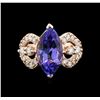 Image 2 : 5.12ct Tanzanite and Diamond Ring - 14KT Rose Gold