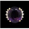 Image 2 : 19.84ct Amethyst and Diamond Ring - 18KT Yellow Gold