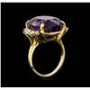 Image 3 : 19.84ct Amethyst and Diamond Ring - 18KT Yellow Gold