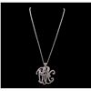 Image 2 : 14KT White Gold 4.50ctw Diamond Monogram Pendant With Chain