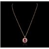 Image 2 : 14KT Rose Gold 2.25ct Tourmaline and Diamond Pendant With Chain