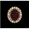 Image 2 : 12.00ct Ruby and Diamond Ring - 14KT Yellow Gold