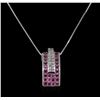 Image 2 : 0.96ctw Sapphire and Diamond Pendant With Chain - 18KT White Gold
