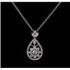 Image 2 : 1.20ctw Diamond Pendant and Earrings Suite - 14KT White Gold